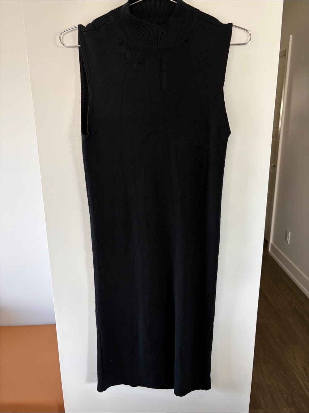 Sleeveless Black Mock Neck Knit Dress